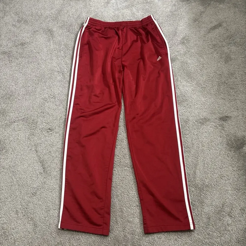 Vintage Adidas Tear Away Pants Mens XL Red White 3 Stripe Track Y2K 2000s